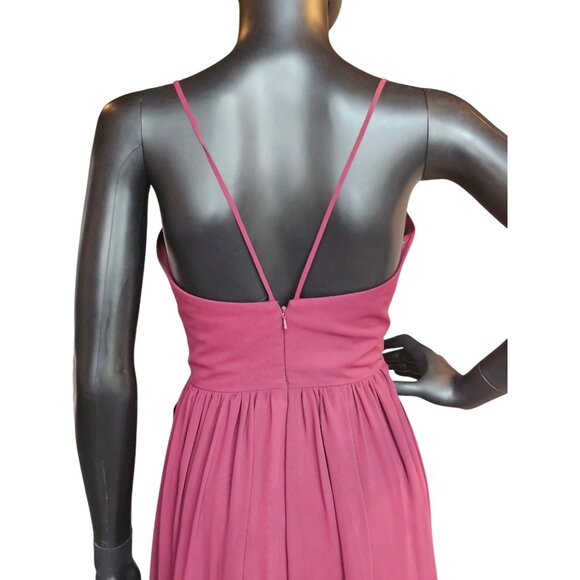 Cranberry Chiffon Spaghetti Strap Bridesmaid/Formal Gown - Bill Levkoff - Picture 6 of 8